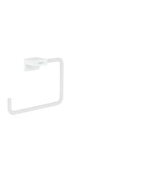 Heller Handtuchring mit klarer Form zur Wandmontage, hergestellt von Hansgrohe. Das Produkt zeigt eine schlichte, funktionale Gestaltung ohne zusätzliche Dekoration.